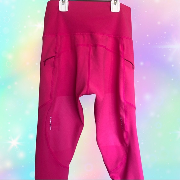 Neon Pink High Rise Leggings - Pockets, Size Small/Medium - Picture 4 of 5